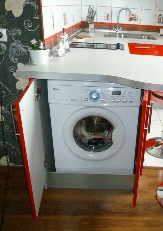 Установка стиральной машины на кухне